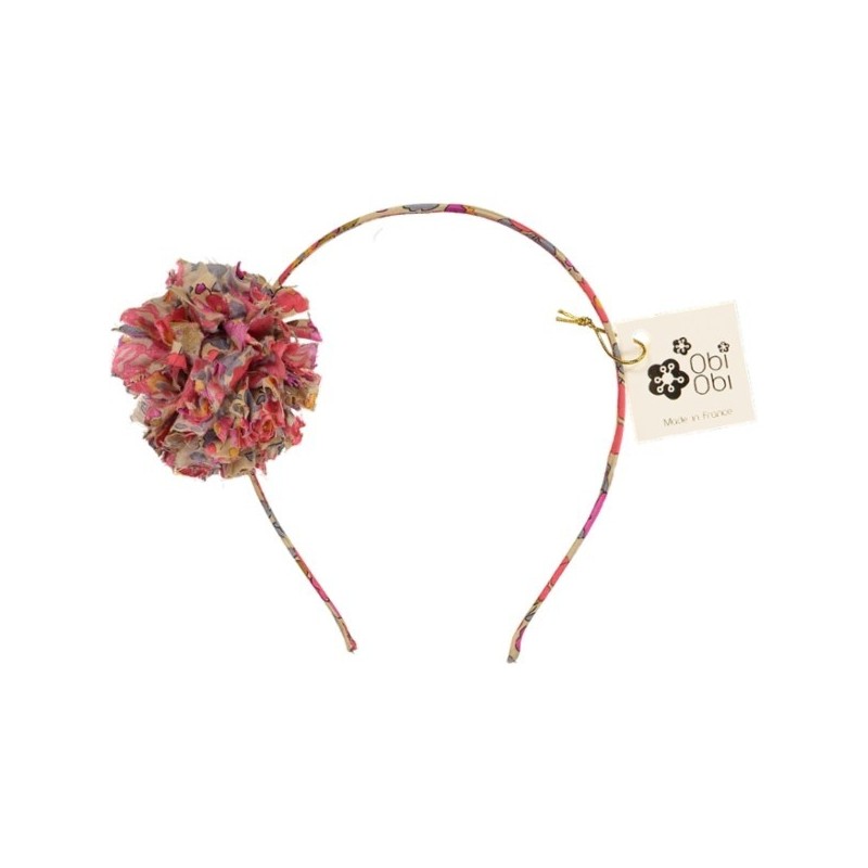 Lot de 6 Serretêtes Maxi Pompon Liberty. Mix 3 tissus.