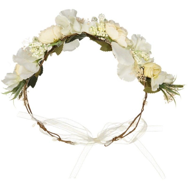 Couronne de fleurs blanches: idéale pour un mariage ou communion