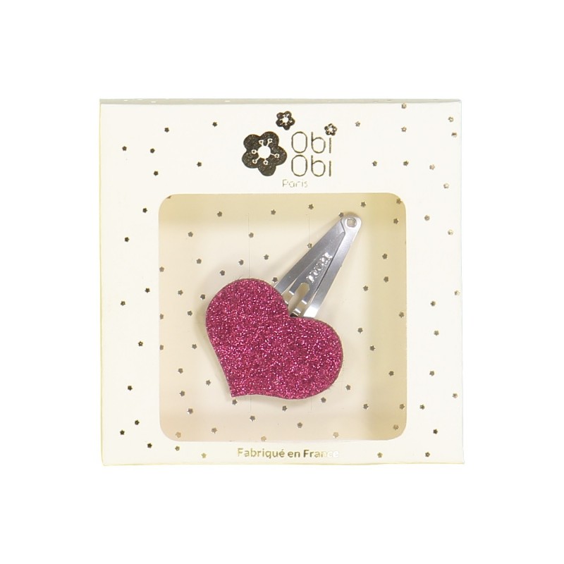 pink heart glitter non-slip hair clips