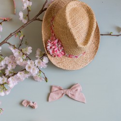 Chapeau de paille enfant et lien Liberty Emma and Georgina Danube