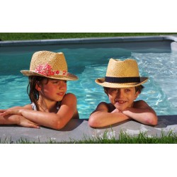 Chapeau de paille enfant et lien Liberty Emma and Georgina Danube