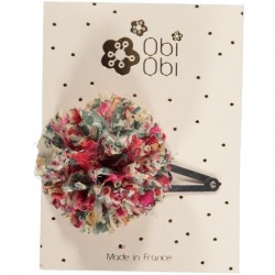 Lot de 12 Barrettes Pompon Liberty. Mix 3 couleurs.