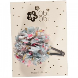 Lot de 12 Barrettes Pompon Liberty. Mix 3 couleurs.