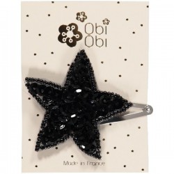 Black sequin star hair clip